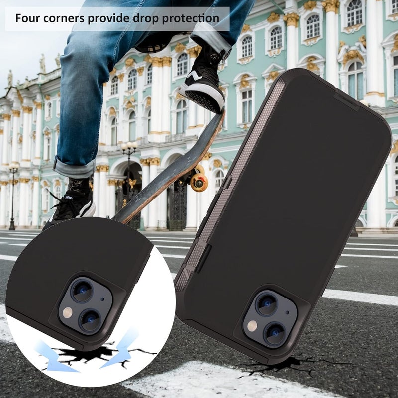 NIUBITY Compatible with iPhone 13 6.1 inch Case,with Screen Protectors,Heavy Duty Rugged Shockproof Full Body Protection Kickstand Case with Belt Clip Holster for iPhone 13 Phone (Black) - Image 5