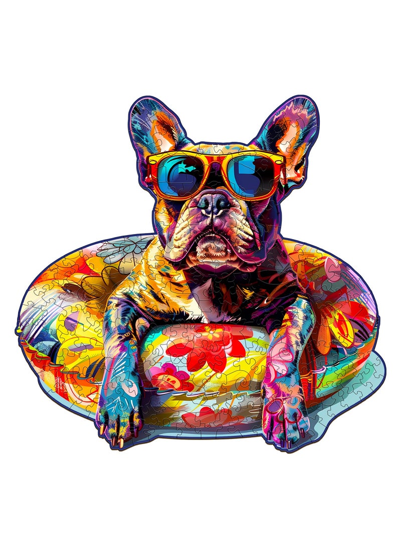 جالادون 190 قطعة من أحجيات الصور المقطوعة للكبار والصغار والمراهقين، أحجيات خشبية، ألعاب تعليمية لتخفيف التوتر، هدايا رمضانية فريدة، ديكورات منزلية أنيقة، نمط كلب البولدوج الفرنسي الرائع - Image 1