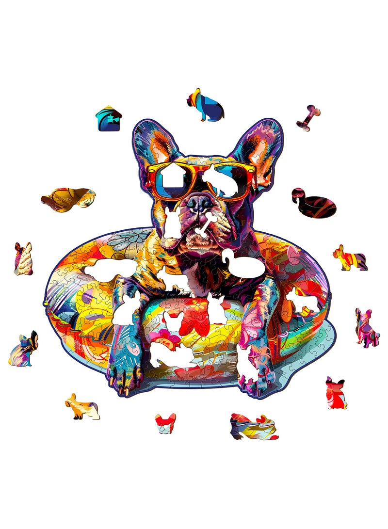 جالادون 190 قطعة من أحجيات الصور المقطوعة للكبار والصغار والمراهقين، أحجيات خشبية، ألعاب تعليمية لتخفيف التوتر، هدايا رمضانية فريدة، ديكورات منزلية أنيقة، نمط كلب البولدوج الفرنسي الرائع - Image 5