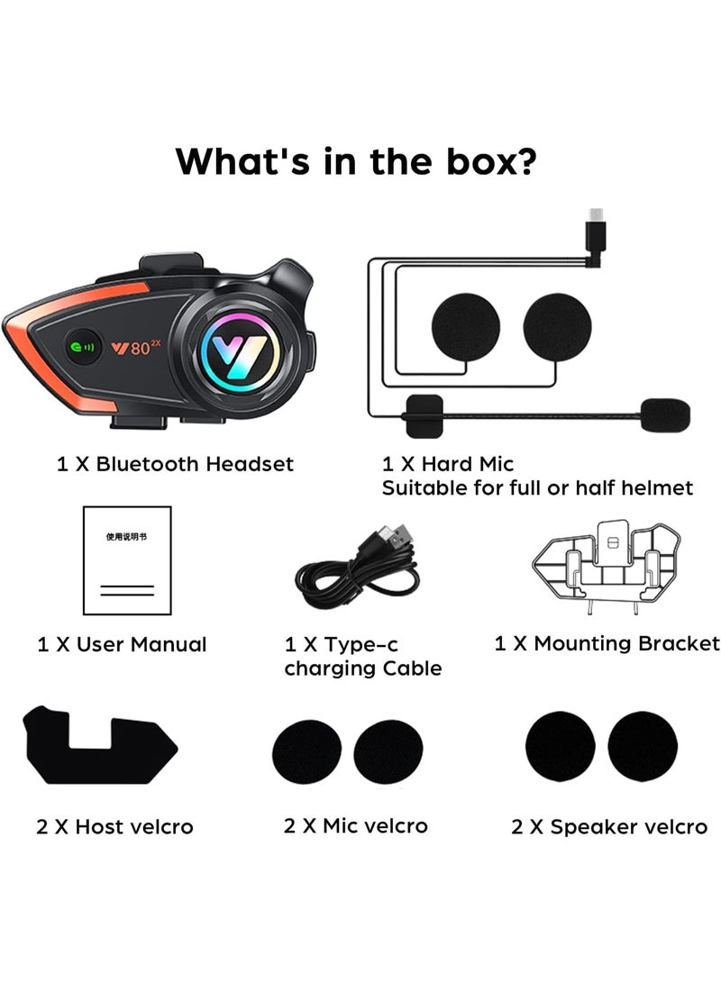 خوذة دراجة نارية بلوتوث Y80 2X مع نظام اتصال داخلي، أنظمة اتصال خوذة 500 متر - Image 3