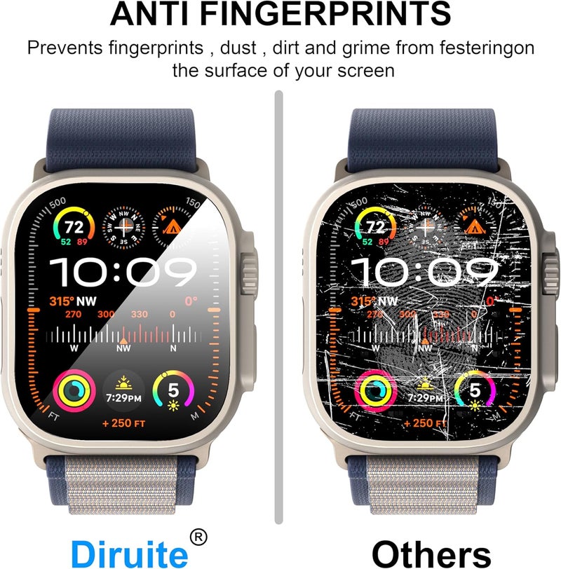 حزمة من قطعتين من واقي الشاشة من لساعة Apple Watch Ultra/Ultra 2 مقاس 49 مم، واقي شاشة من الزجاج المقسى لساعة iWatch Ultra/Ultra 2 مقاس 49 مم لعام 2024، سهل التركيب، مقاوم للخدش - Image 5