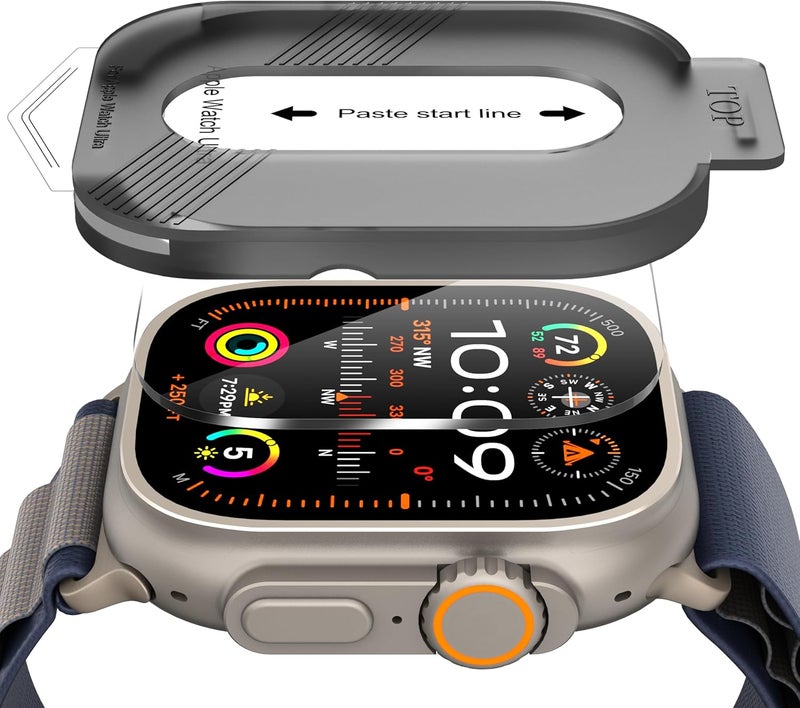 حزمة من قطعتين من واقي الشاشة من لساعة Apple Watch Ultra/Ultra 2 مقاس 49 مم، واقي شاشة من الزجاج المقسى لساعة iWatch Ultra/Ultra 2 مقاس 49 مم لعام 2024، سهل التركيب، مقاوم للخدش - Image 1