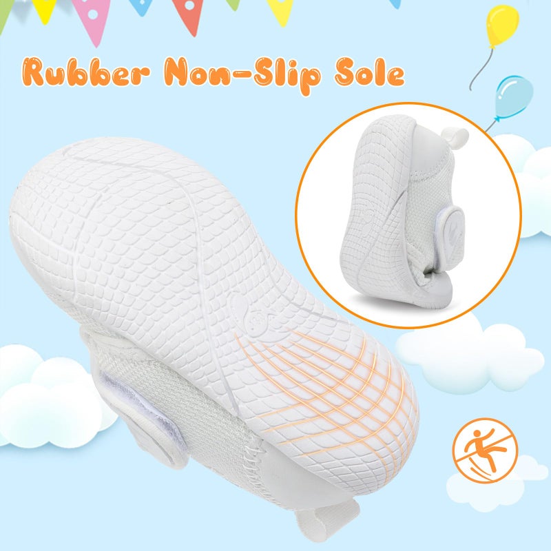 FEETCITY Infant Shoes Girls Boys Baby Walking Shoes Newborn Crib Shoes First Walker Shoes Slip On Sneaker White - Image 5