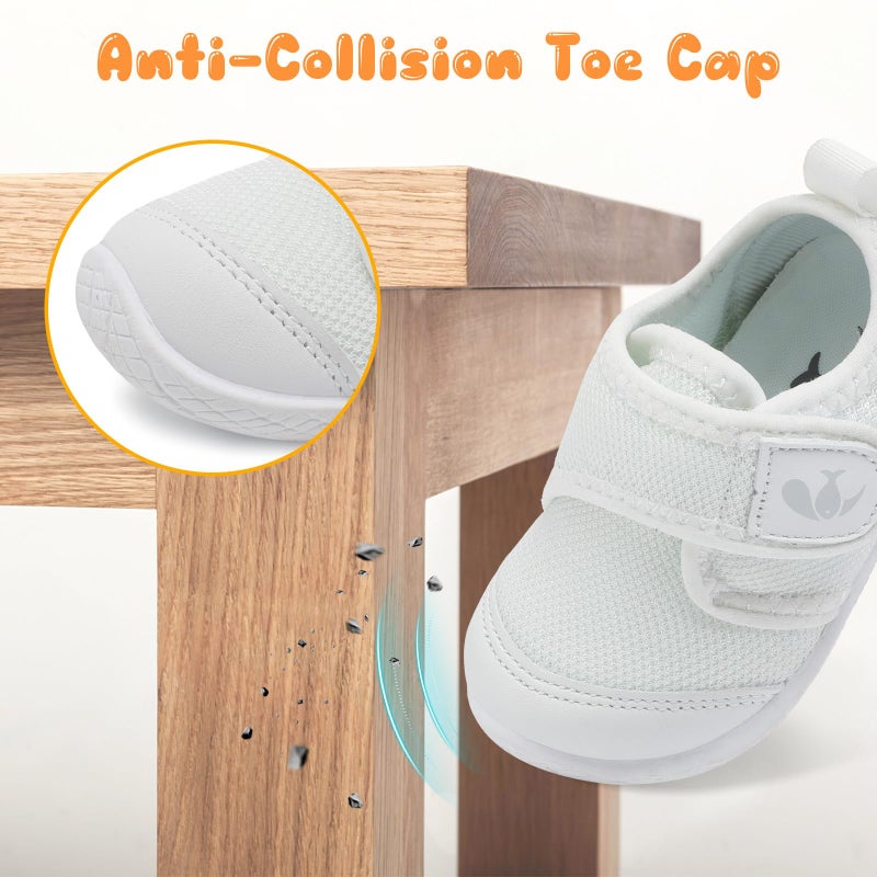 FEETCITY Infant Shoes Girls Boys Baby Walking Shoes Newborn Crib Shoes First Walker Shoes Slip On Sneaker White - Image 3