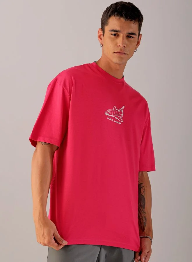 The Indian Garage Co Men Oversized Graphic Back Printed Round Neck Tshirt