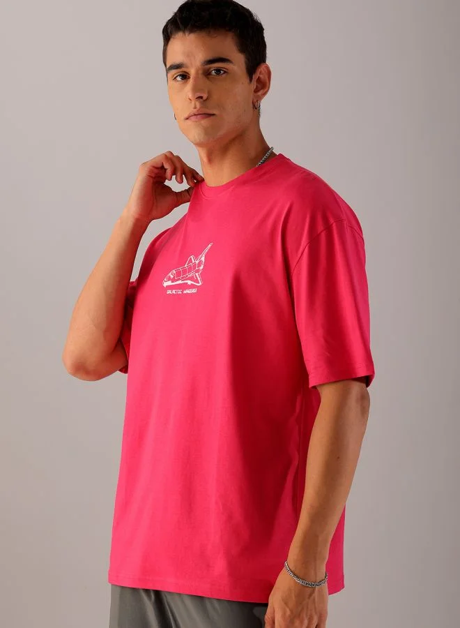 The Indian Garage Co Men Oversized Graphic Back Printed Round Neck Tshirt