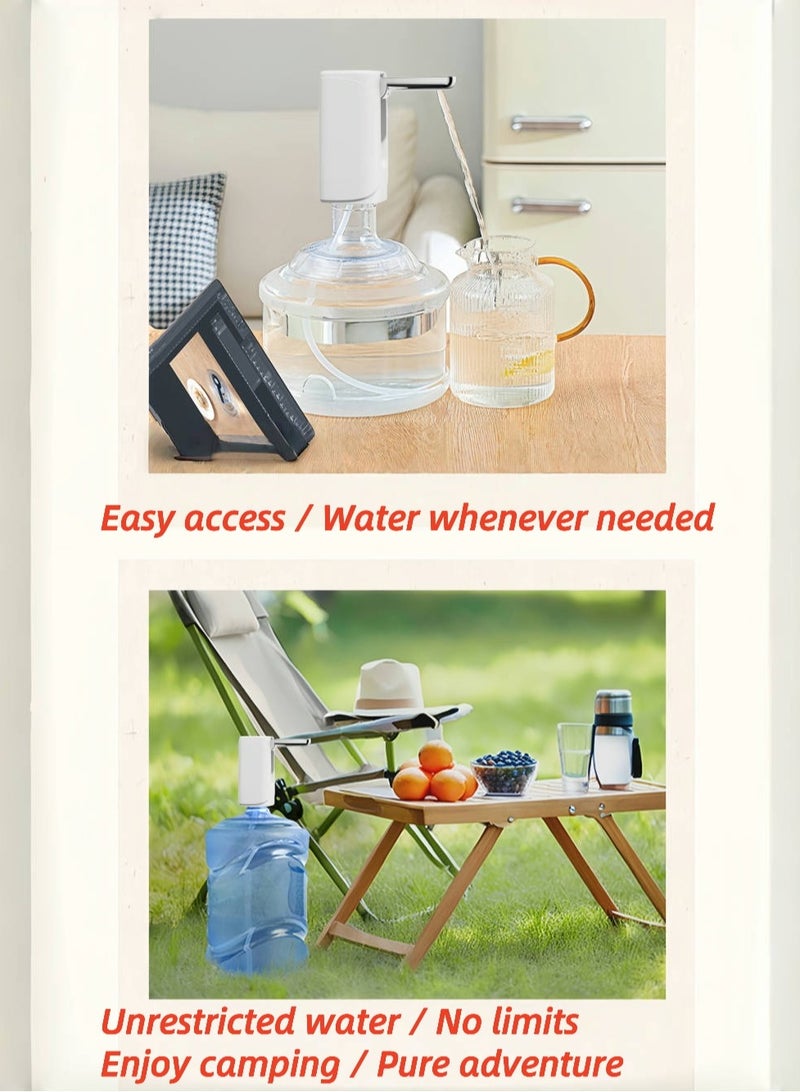 مضخة ماء أوتوماتيكية، تصميم قابل للطي ومحمول للمنزل أو المكتب أو المطبخ، شحن عبر منفذ Type-C مع بطارية طويلة العمر - باللون الأبيض