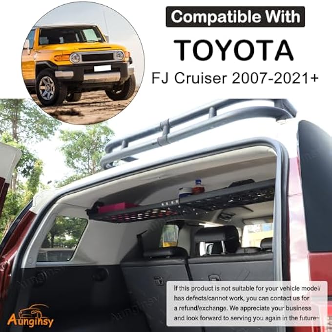 rayihni رف تخزين الأمتعة على السقف الخلفي للسيارة يناسب تويوتا FJ كروزر 2007-2021 حامل تنظيم داخلي للوحة السقف الخلفية - Image 3