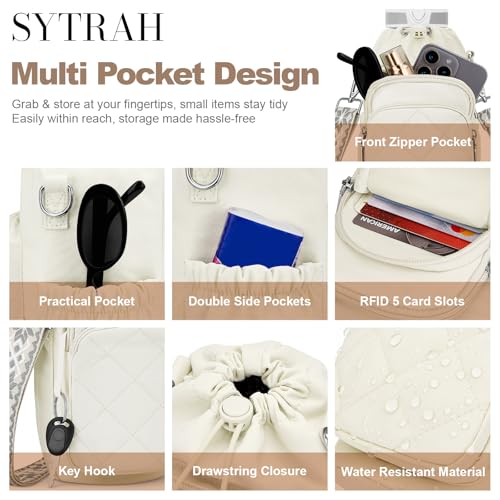 SYTRAH Water Bottle Bag Crossbody，Insulated Water Bottle Purse Crossbody Water Bottle Holder with Strap 40 oz, Sling Bag for Walking Hiking, White - Image 4