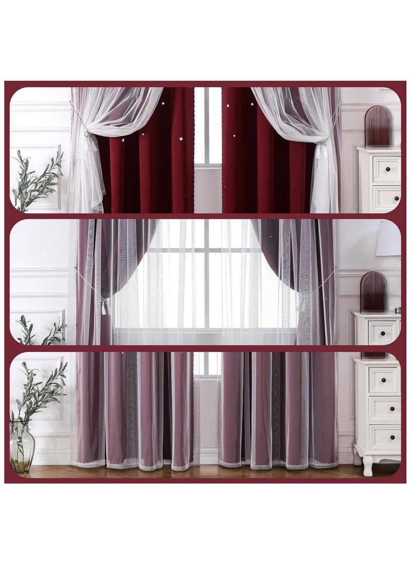 Blackout with White Lace Sheer Elegant Layered Curtains,Curtain Panels Mix and Match Thermal Insulated Curtain for Bedroom and Living Room 2 Panels(270cm L*150CM W) red - pzsku/Z045990ACC10A9EBE3AB5Z/45/_/1735616170/0fa9f174-e870-4b0c-8d91-b32aa7d6661e