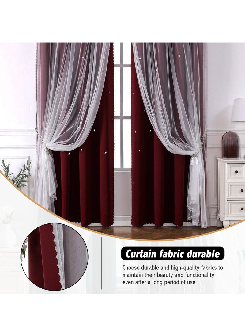 Blackout with White Lace Sheer Elegant Layered Curtains,Curtain Panels Mix and Match Thermal Insulated Curtain for Bedroom and Living Room 2 Panels(270cm L*150CM W) red - pzsku/Z045990ACC10A9EBE3AB5Z/45/_/1735616176/4591a872-3506-4450-8a33-c2cdebc76dcd