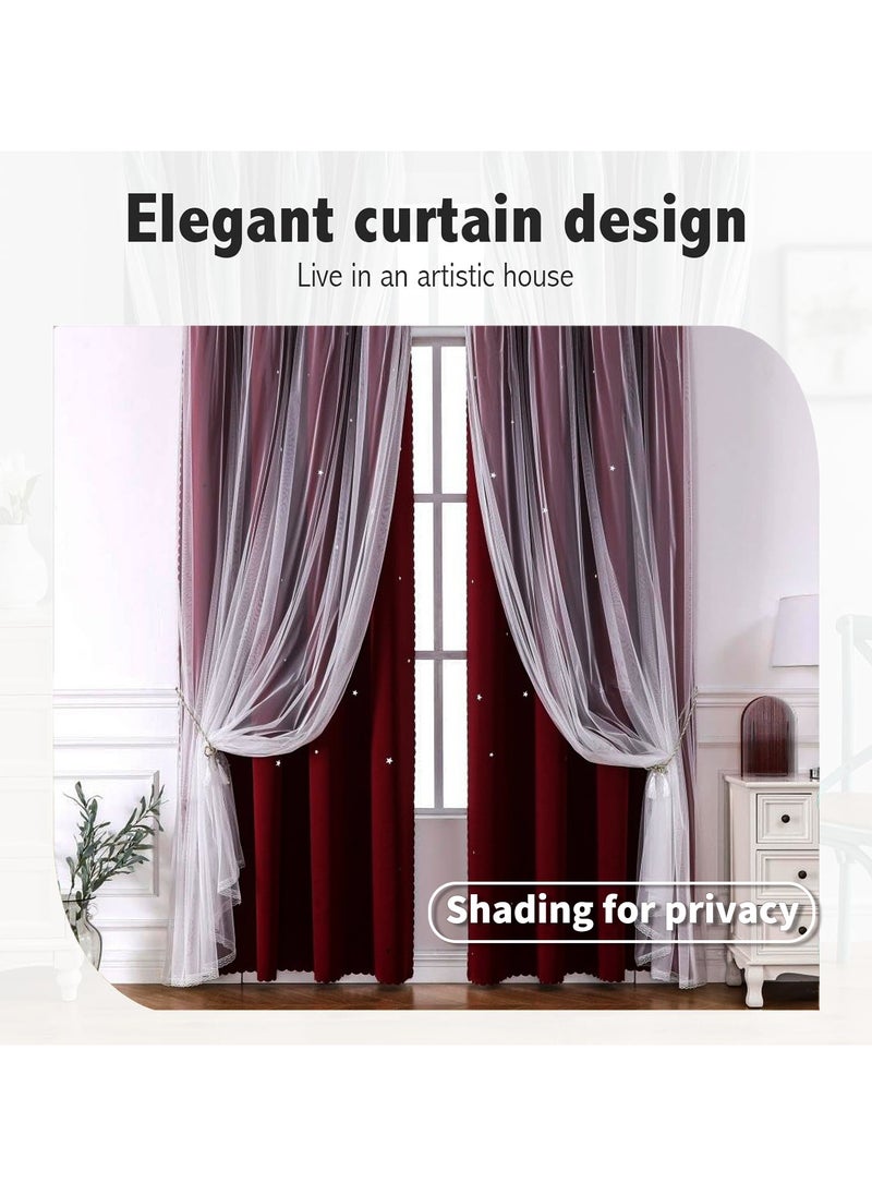 Blackout with White Lace Sheer Elegant Layered Curtains,Curtain Panels Mix and Match Thermal Insulated Curtain for Bedroom and Living Room 2 Panels(270cm L*150CM W) red - pzsku/Z045990ACC10A9EBE3AB5Z/45/_/1735616176/d1cbd031-97b8-4ab7-92cc-0aeda9b8df42