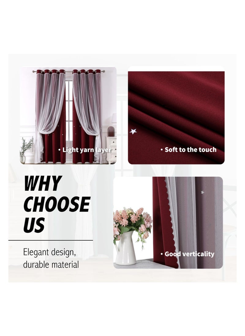 Blackout with White Lace Sheer Elegant Layered Curtains,Curtain Panels Mix and Match Thermal Insulated Curtain for Bedroom and Living Room 2 Panels(270cm L*150CM W) red - pzsku/Z045990ACC10A9EBE3AB5Z/45/_/1735616177/8cb5b4be-8e55-4028-bd65-ec45daced1b8