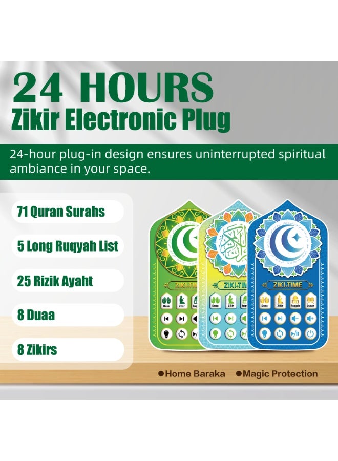 ZIKI TIME Plug-in Quran Speaker, 24-Hour Non-Stop Playback with 6-Color LED Light, 71 Quran Surahs, 5 Long Ruqyah List, 25 Rizik Ayaht, 8 Duaa and 8 Zikirs, UK Plug Ready for KSA ,for Prayer, Ramadan, Home Decor & Relaxation - Image 3