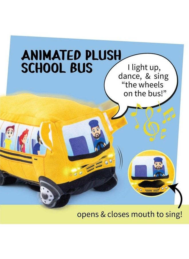 Plush Creations Wheels On The Bus Plush ; Stuffed School Bus ; Wheelie School ; Animated Singing School Bus ; Plush Bus ; Stuffed School Bus Toy ; School Bus Stuffed Toy ; Mouth Moves And Sings Wheels On The Bus  - Image 3
