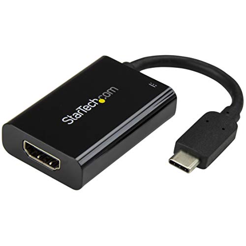 StarTech.com USB C to HDMI 2.0 Adapter with Power Delivery - 4K 60Hz USB Type-C to HDMI Display Video Converter - 60W PD Pass-Through Charging Port - Thunderbolt 3 Compatible - Black (CDP2HDUCP) - Image 1