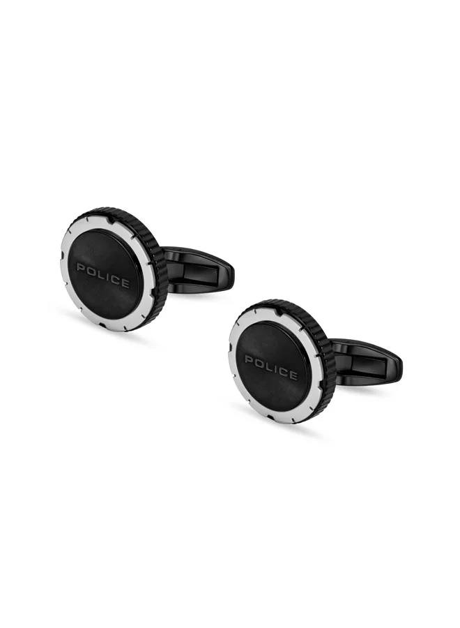 POLICE ReflectorBlack & Silver Textured Cufflinks for Men