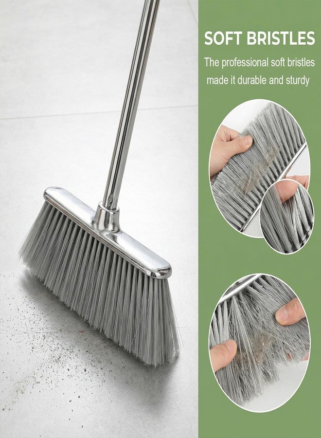 GLOHOO Indoor Soft Bristles Angle Sweeping Broom with Long Handle for Kitchen Hardwood Floor Cleaning (Broom) - Image 5