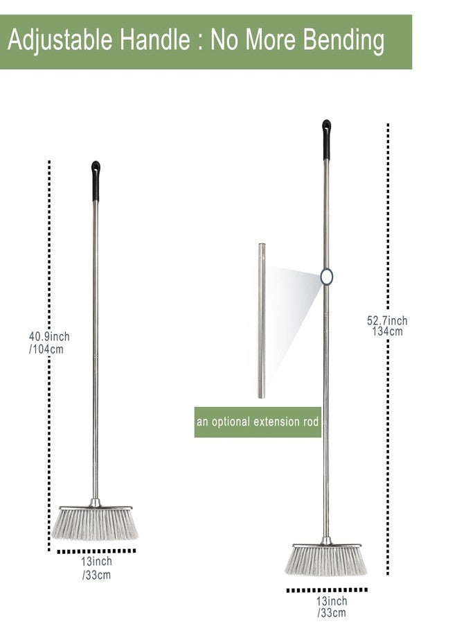 GLOHOO Indoor Soft Bristles Angle Sweeping Broom with Long Handle for Kitchen Hardwood Floor Cleaning (Broom) - Image 2