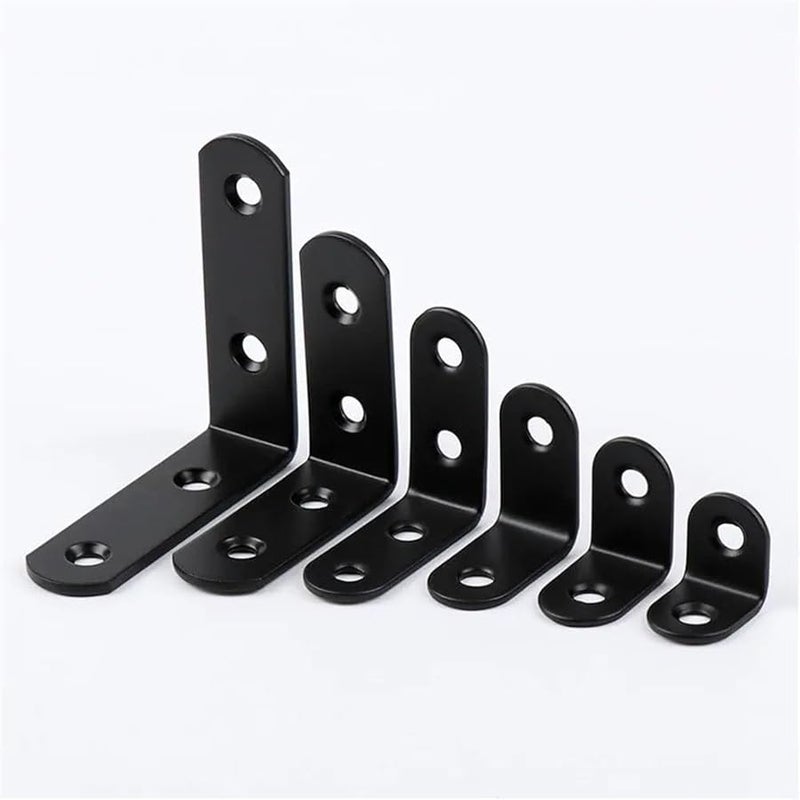 RWRAPS 10pcs Heavy Duty L Shaped Brackets Right Angle Corner Braces Furniture Hardware Black - Image 1