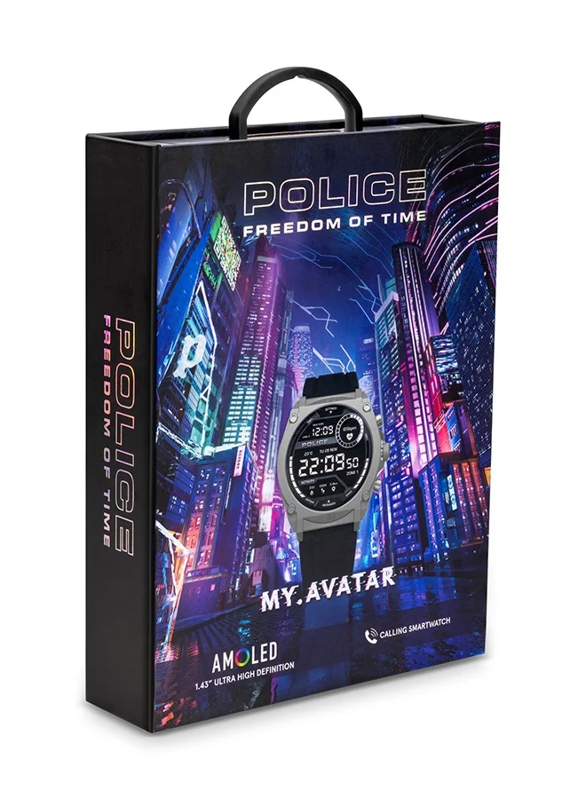 POLICE My Avatar Alloy Case Black Silicone Strap Gents Smartwatch with Amoled Glass IP68 - 45mm