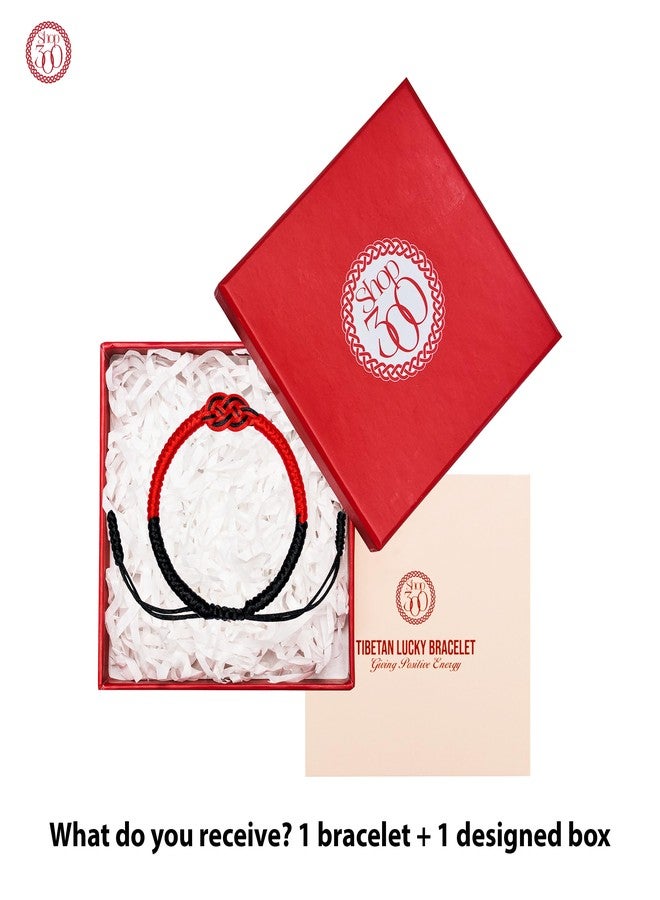 SHOP300 خيط القدر الأحمر - سوار إنفينيتي قابل للتعديل باللونين الأسود والأحمر - خيط راكبي الأمواج مع حماية تبتية - تميمة حظ للرجال والنساء - هدية مثالية للعائلة والأصدقاء - Image 2