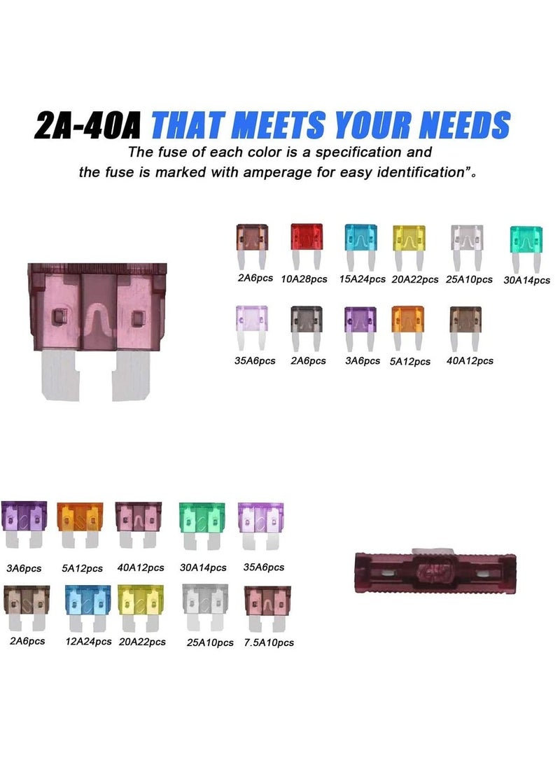 Excefore - Car Blade Fuse Standard Fuses for Auto Fuses Replacement Assorted Auto Truck Car Standard Blade Fuses with Fuse Extractor Car Blade Fuse Standard Fuses Blade Fuse Assortment Set - Image 1