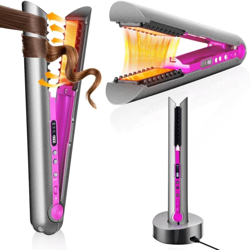 Portable wireless mini straight hair curler with 80-minute battery life, travel charging model, suitable for fine and soft hair - Image 2