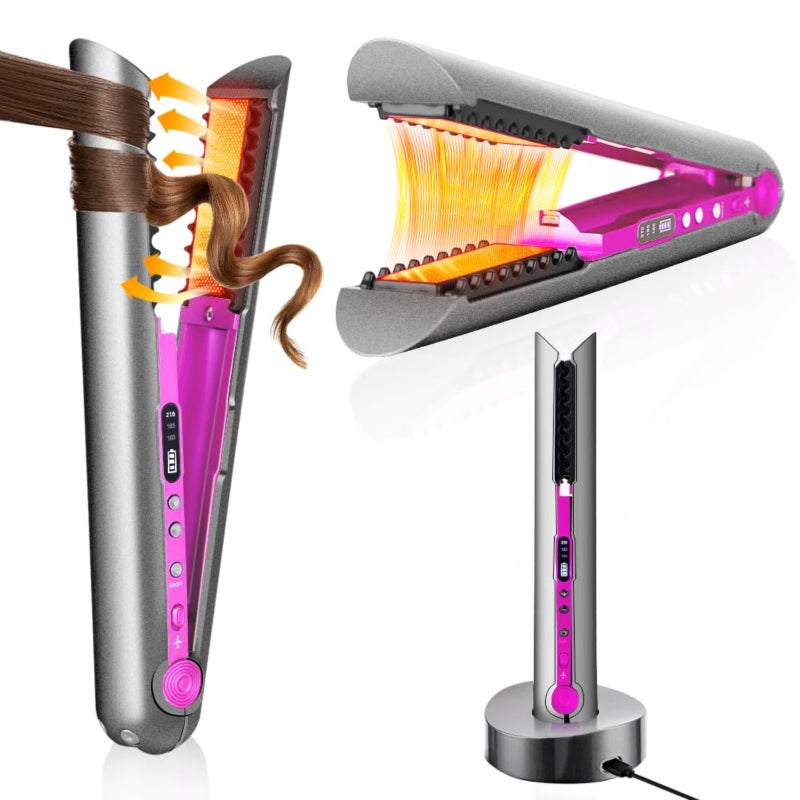 Portable wireless mini straight hair curler with 80-minute battery life, travel charging model, suitable for fine and soft hair - Image 1