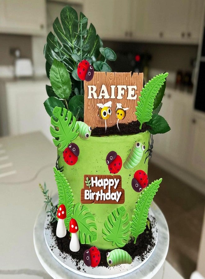 Roaring Good Time Ladybug Cake Decoration Insect Bug Toy Figures for Insect Themed Party Filler Cupcake Topper Caterpillar Mushroom Cake Decor Bug Party Decorations - Image 5