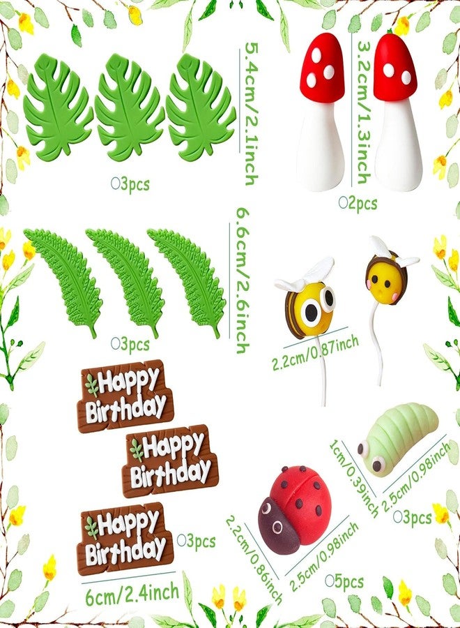 Roaring Good Time Ladybug Cake Decoration Insect Bug Toy Figures for Insect Themed Party Filler Cupcake Topper Caterpillar Mushroom Cake Decor Bug Party Decorations - Image 2