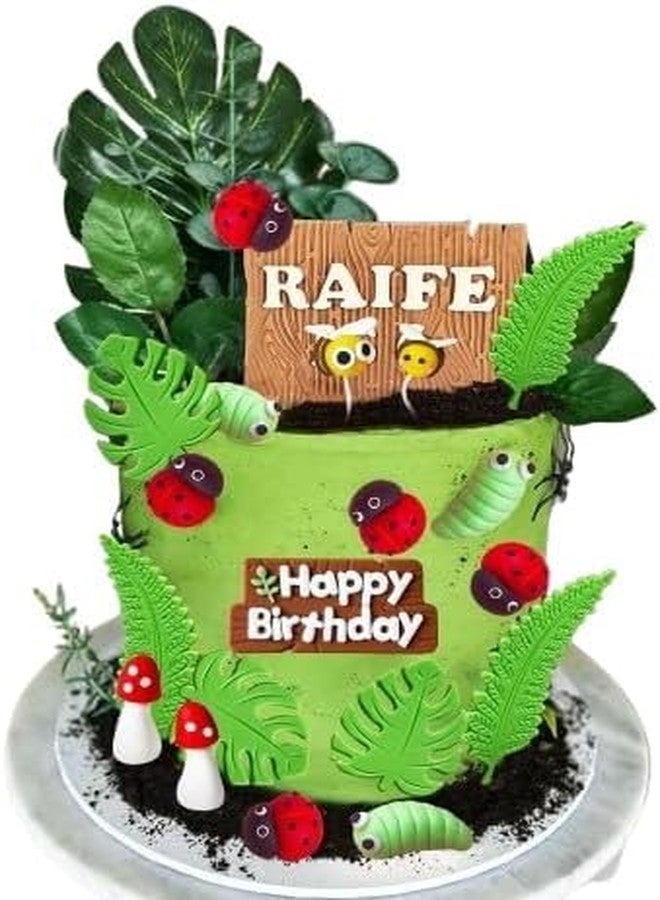 Roaring Good Time Ladybug Cake Decoration Insect Bug Toy Figures for Insect Themed Party Filler Cupcake Topper Caterpillar Mushroom Cake Decor Bug Party Decorations - Image 1