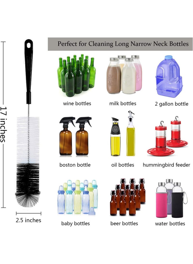جونيس 8 قطع فرشاة تنظيف الزجاجات – فرشاة طويلة المقبض لتنظيف زجاجات النبيذ/الجعة الضيقة، الترمس، القارورة الرياضية، الغلاية، فرشاة الأغطية وفرشاة الماصة - Image 2