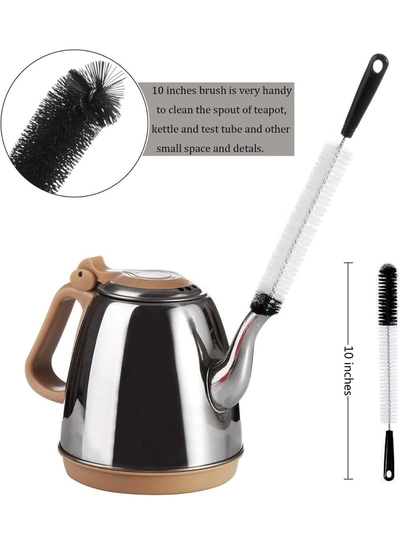 جونيس 8 قطع فرشاة تنظيف الزجاجات – فرشاة طويلة المقبض لتنظيف زجاجات النبيذ/الجعة الضيقة، الترمس، القارورة الرياضية، الغلاية، فرشاة الأغطية وفرشاة الماصة - Image 5