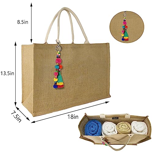 Hibala Woven Large Beach Bag Straw Beach Tote Handmade Weaving Shoulder Tassel Bag Handbag (Bohemian Tassel) - Image 4