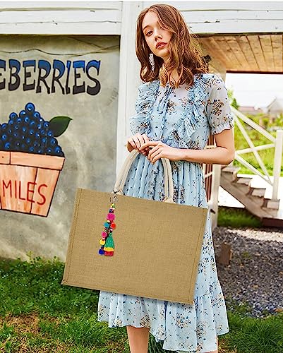 Hibala Woven Large Beach Bag Straw Beach Tote Handmade Weaving Shoulder Tassel Bag Handbag (Bohemian Tassel) - Image 2