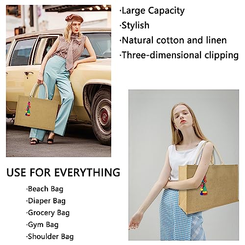 Hibala Woven Large Beach Bag Straw Beach Tote Handmade Weaving Shoulder Tassel Bag Handbag (Bohemian Tassel) - Image 5