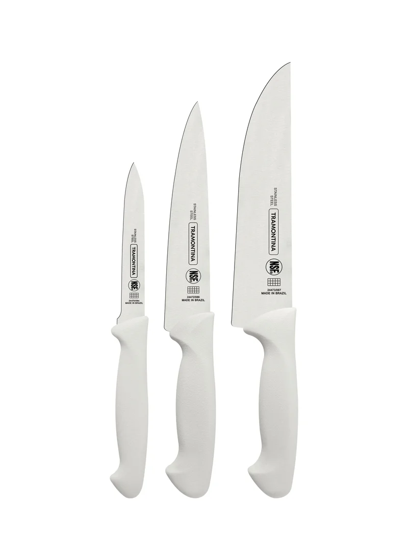 TRAMONTINA Tramontina Premium 3 Pieces Knife Set With Stainless Steel Blade And White Polypropylene Handle