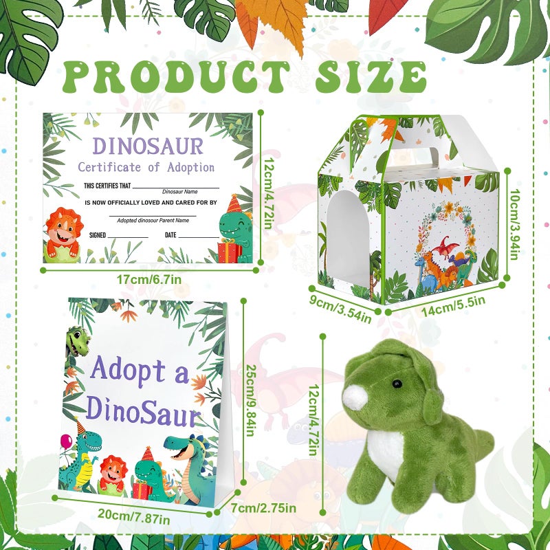 Gaiaring 38 Pcs Adopt a Dinosaur Pet Party Favors Dinosaur Stuffed Animal Include 12 Mini Plush Dinosaur 12 Foldable Boxes 12 Adopt Dinosaur Cards 1 Adopt Sign 1 Adopt Fence for Adopt a Pet Party - Image 2