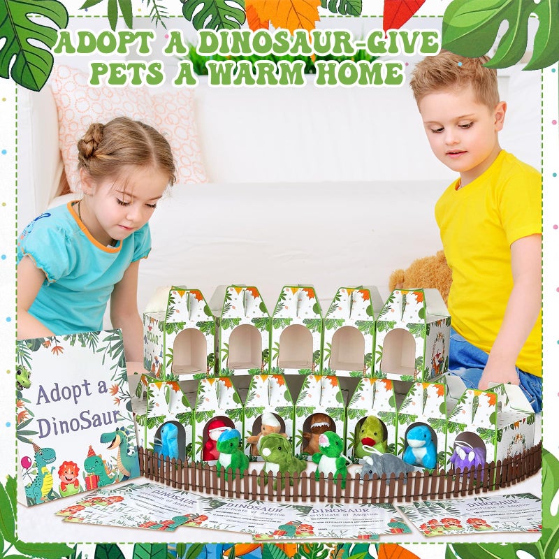 Gaiaring 38 Pcs Adopt a Dinosaur Pet Party Favors Dinosaur Stuffed Animal Include 12 Mini Plush Dinosaur 12 Foldable Boxes 12 Adopt Dinosaur Cards 1 Adopt Sign 1 Adopt Fence for Adopt a Pet Party - Image 5