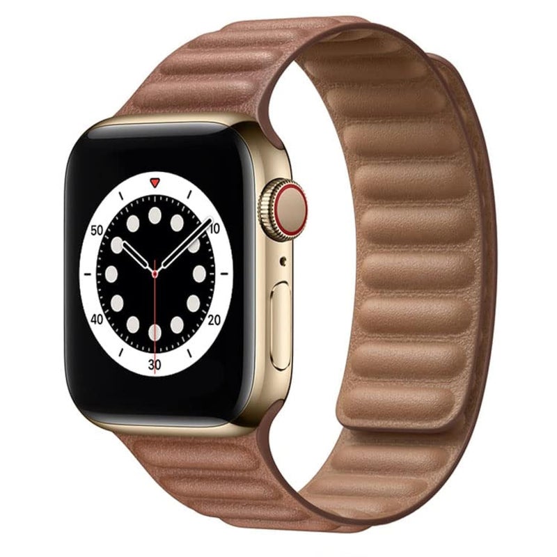 AC&L Leather Magnetic Strap Compatible with Apple Watch 44mm – Classic Brown Replacement Band - Image 1