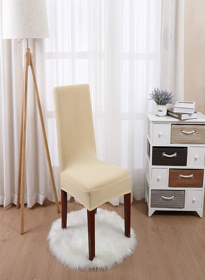 FLYPARTY 6X Universal Stretch Spandex Removable Washable Short Dining Chair Cover Protector Seat Solid Slipcovers for Hotel,Dining Room,Ceremony,Wedding etc(Champagne) - Image 2