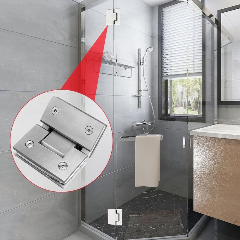 Silvery 180 Degree Heavy Duty Stainless Steel Glass Door Hinge 8-12mm - Image 1
