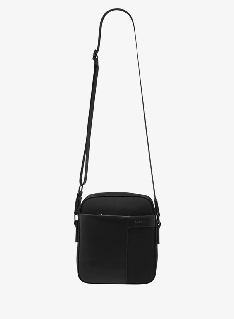 دوتشيني Men Solid Crossbody Bag with Adjustable Strap and Zip Closure