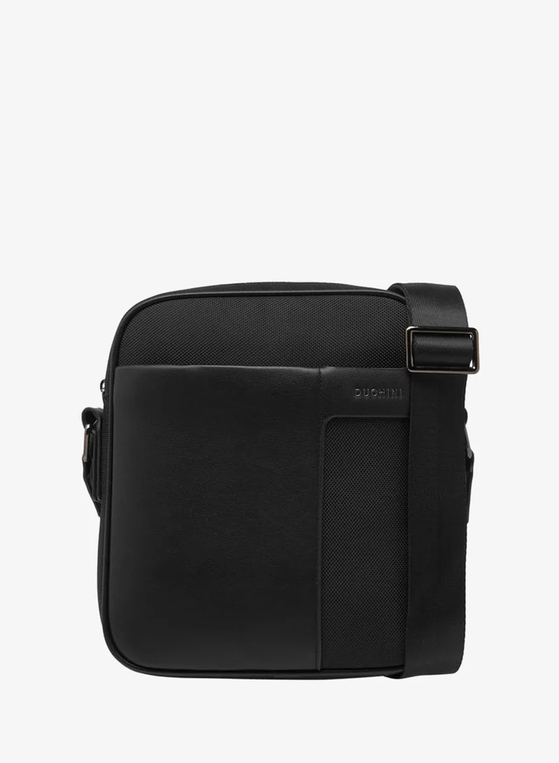 دوتشيني Men Solid Crossbody Bag with Adjustable Strap and Zip Closure
