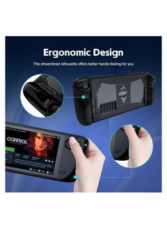 KASTWAVE Protective Case for Steam Deck, Protective Cover Case Compatible with Steam Deck, Shock-Absorption, Non-Slip and Anti-Scratch Design Cover Protector, Handheld Protective Case (Black)  - Image 4