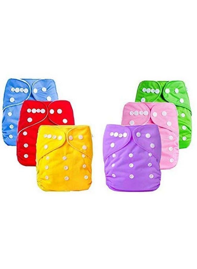 DOMENICO Washable Baby Diaper Premium Cloth Diaper Reusable Adjustable Size Waterproof Pocket Cloth Diaper Nappie (Without Insert) (Pack Of 6)(Assorted Color) - Image 1