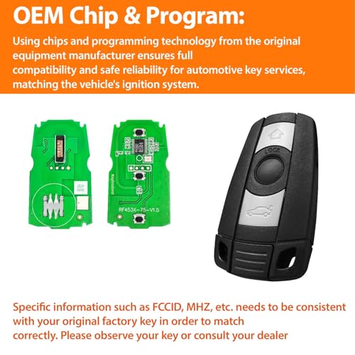 TG Auto Keyless Key Fob Remote Control Replacement for 2004-2016 BMW CAS1 3 5 6 Series M3 M5 M6 X1 X5 X6 Z4 KR55WK49127 315MHz 46 3 Buttons (Set of 2) - Image 4