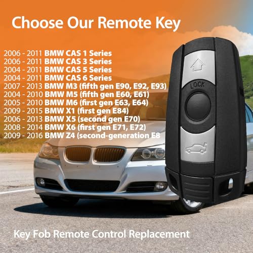 TG Auto Keyless Key Fob Remote Control Replacement for 2004-2016 BMW CAS1 3 5 6 Series M3 M5 M6 X1 X5 X6 Z4 KR55WK49127 315MHz 46 3 Buttons (Set of 2) - Image 2