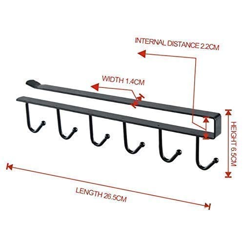 XVIA XVIA Bar Shelves | Under Counter Storage Organizer | Mug Storage | Mug Shelf | Metal 6 Hooks Hanger for Kitchen, Bathroom, Office, Storage Room, (1Pcs)  - Image 2